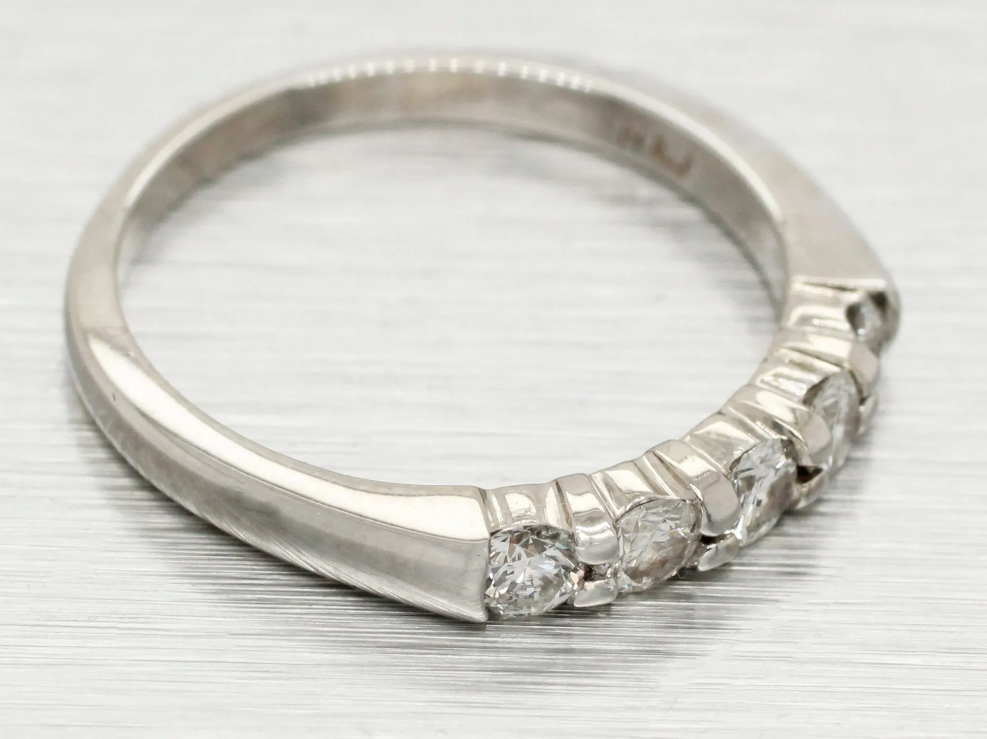 Vintage 0.50ctw Five Diamond Wedding Band Ring - 14k White Gold | Size 7