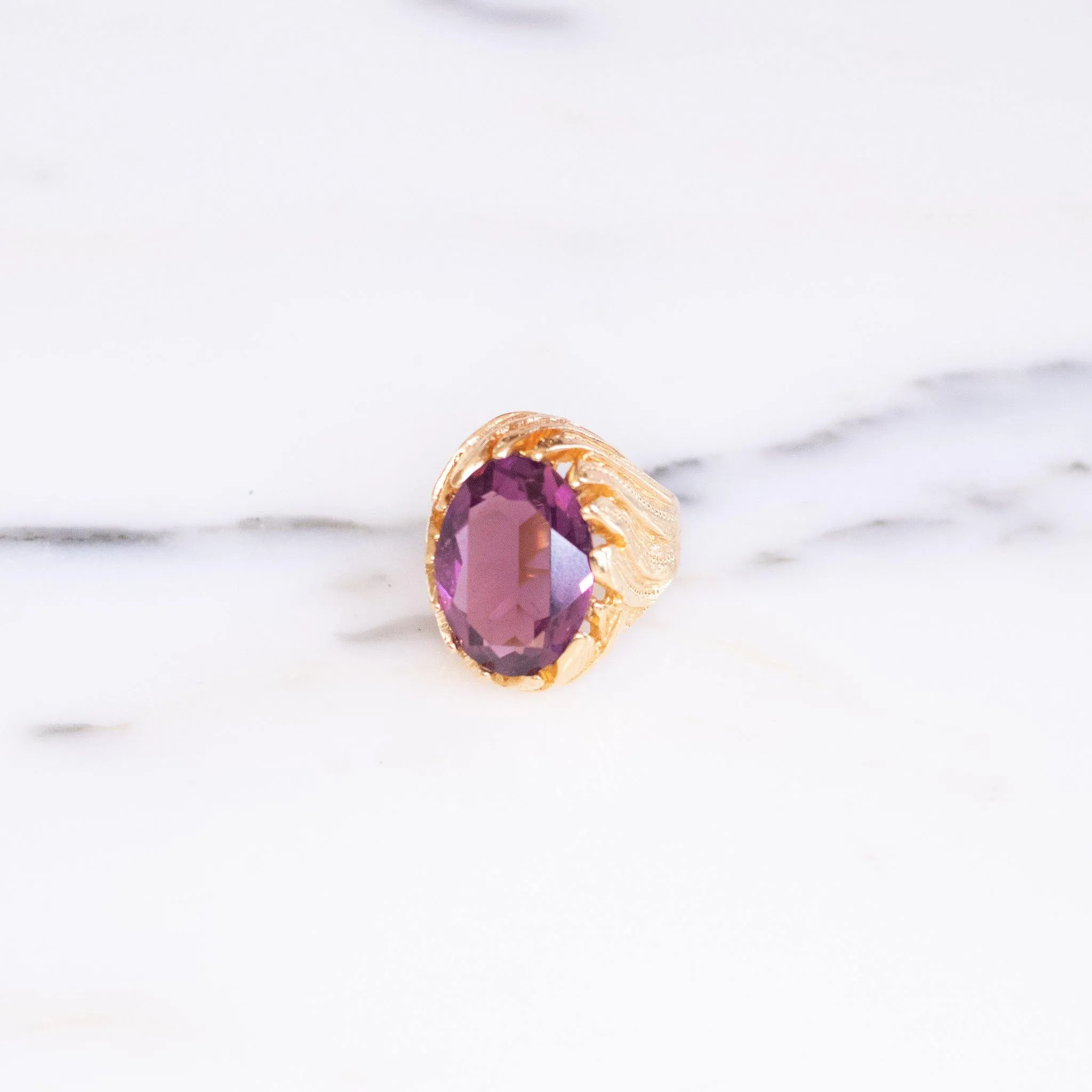 Vintage 1960s Amethyst Crystal Cocktail Statement Ring