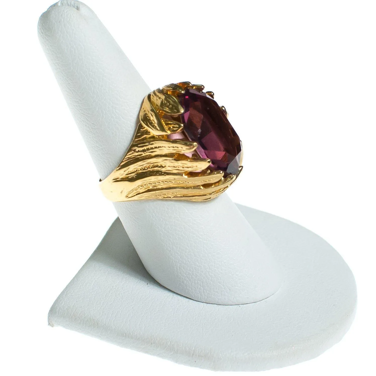 Vintage 1960s Amethyst Crystal Cocktail Statement Ring