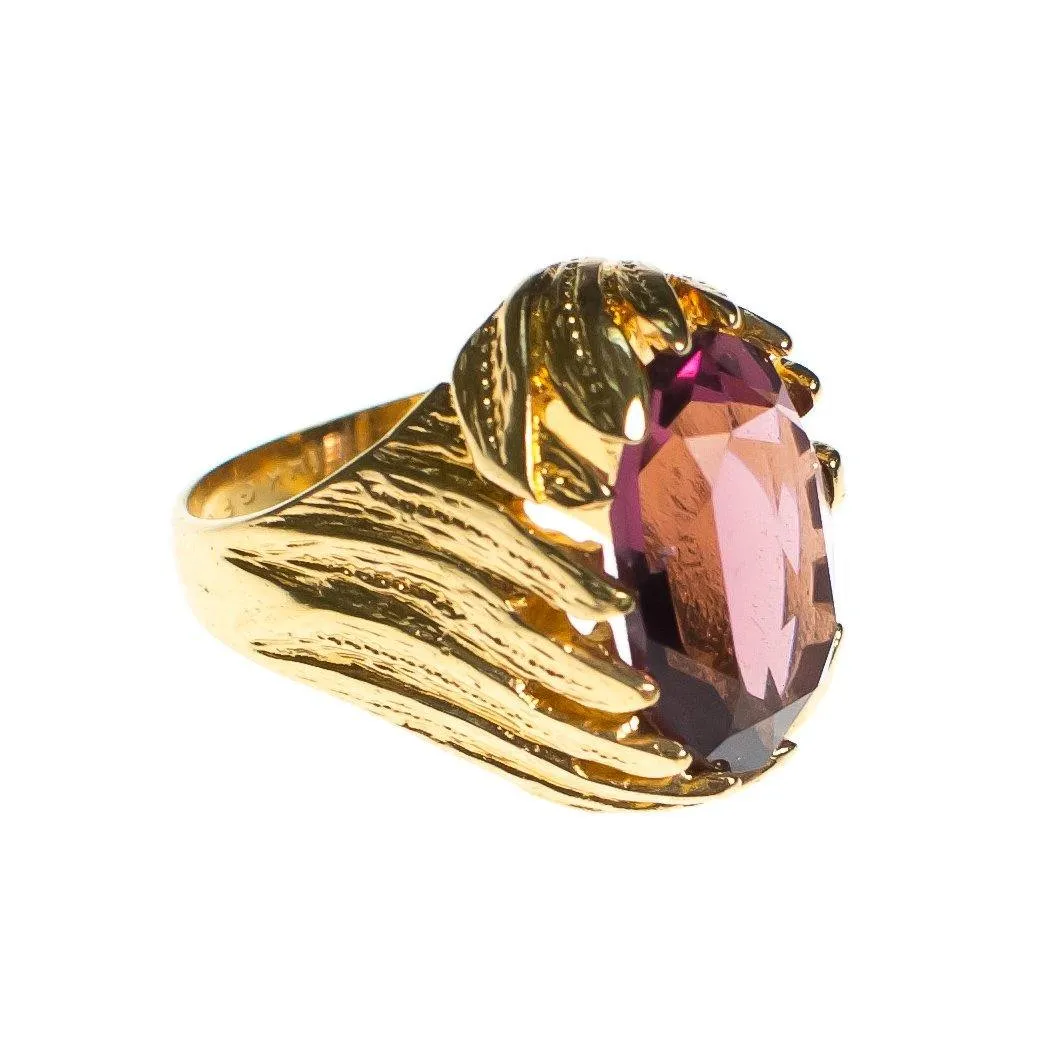 Vintage 1960s Amethyst Crystal Cocktail Statement Ring