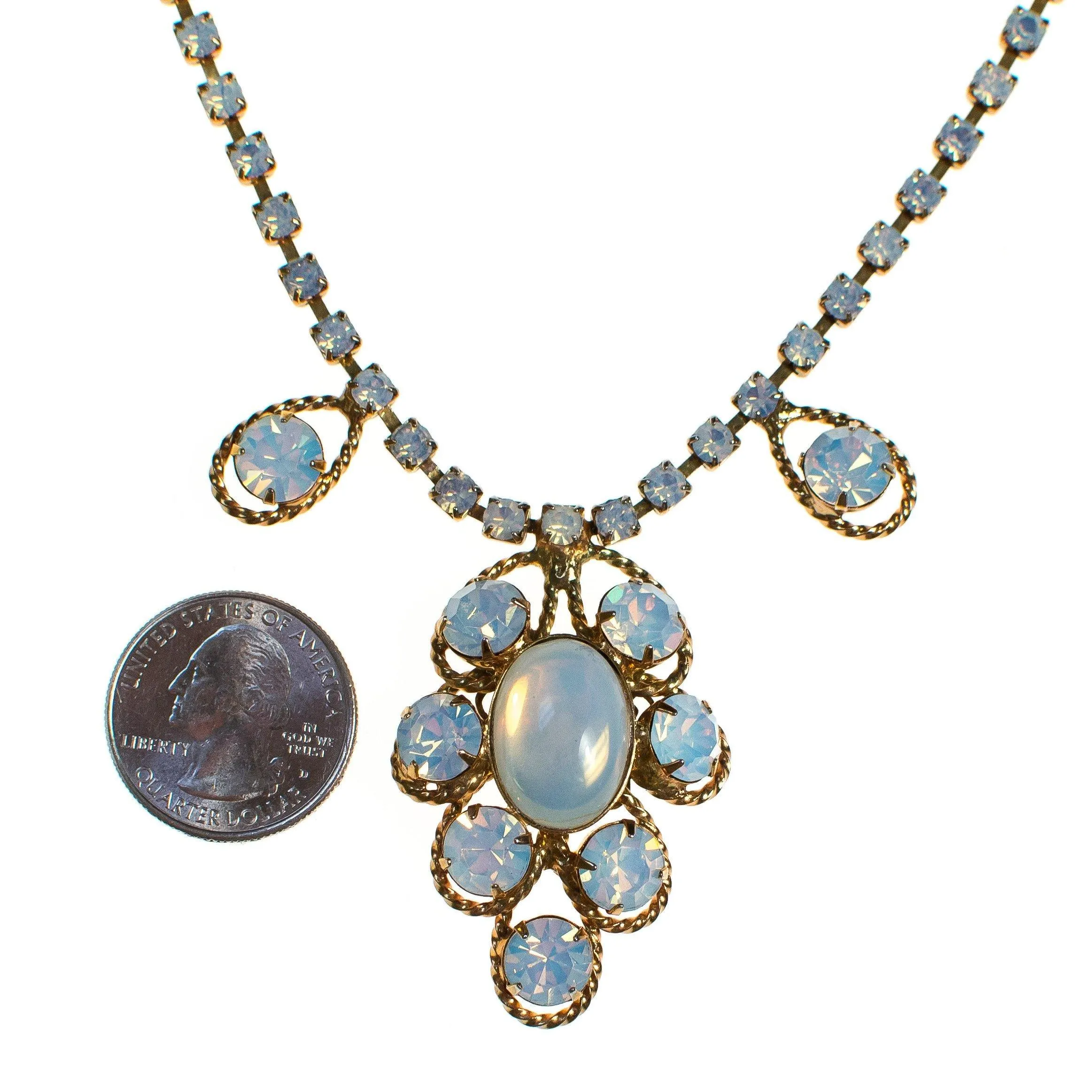Vintage 1960s Opaline Rhinestone Necklace