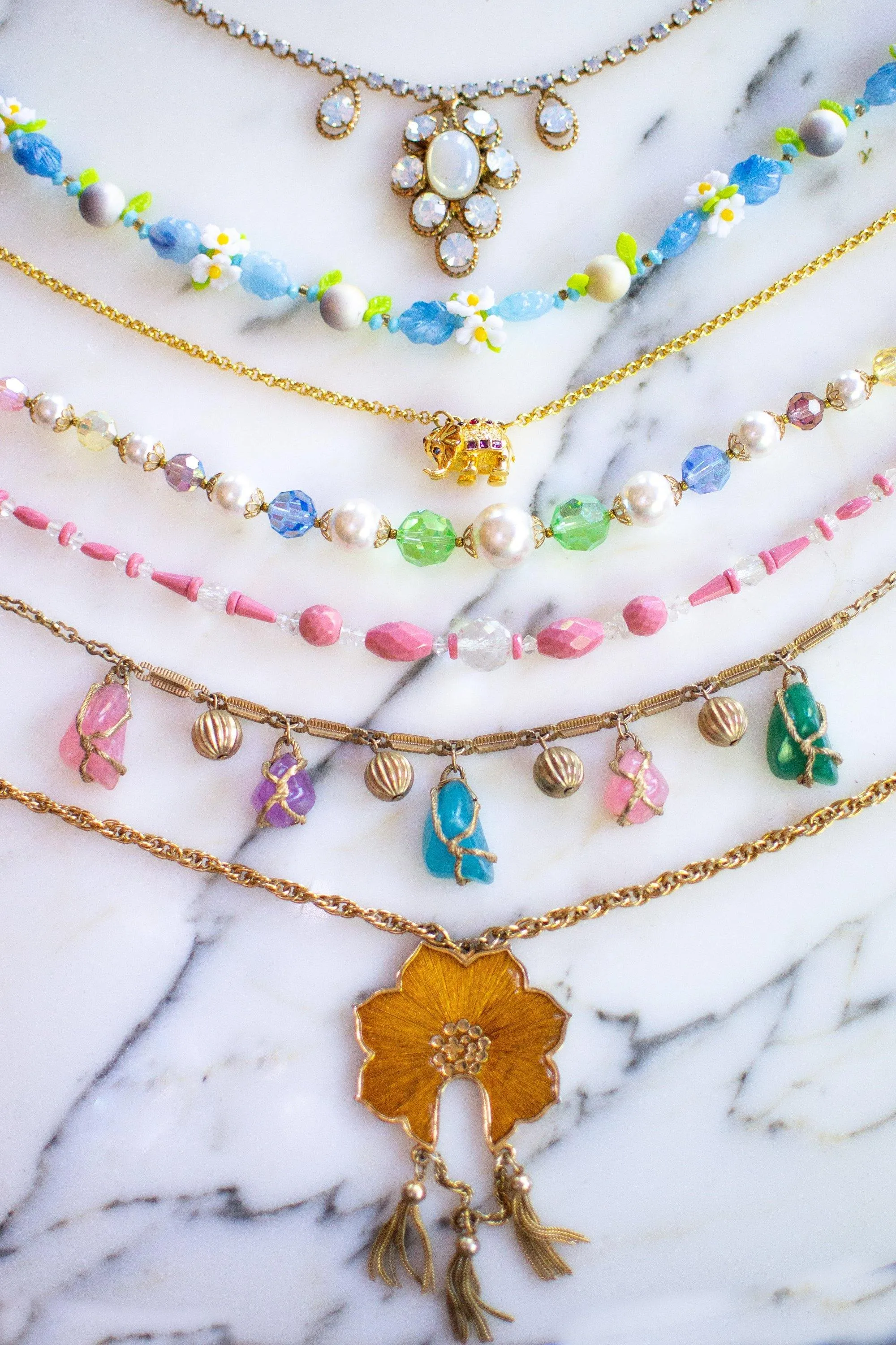 Vintage 1960s Opaline Rhinestone Necklace