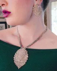 Vintage 1970s Art Deco Inspired Rhinestone Fringe Necklace