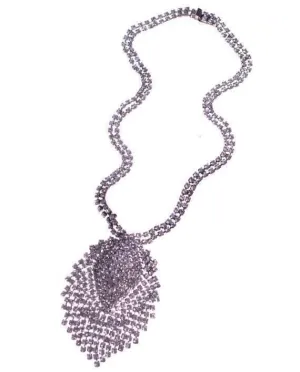 Vintage 1970s Art Deco Inspired Rhinestone Fringe Necklace