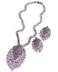 Vintage 1970s Art Deco Inspired Rhinestone Fringe Necklace