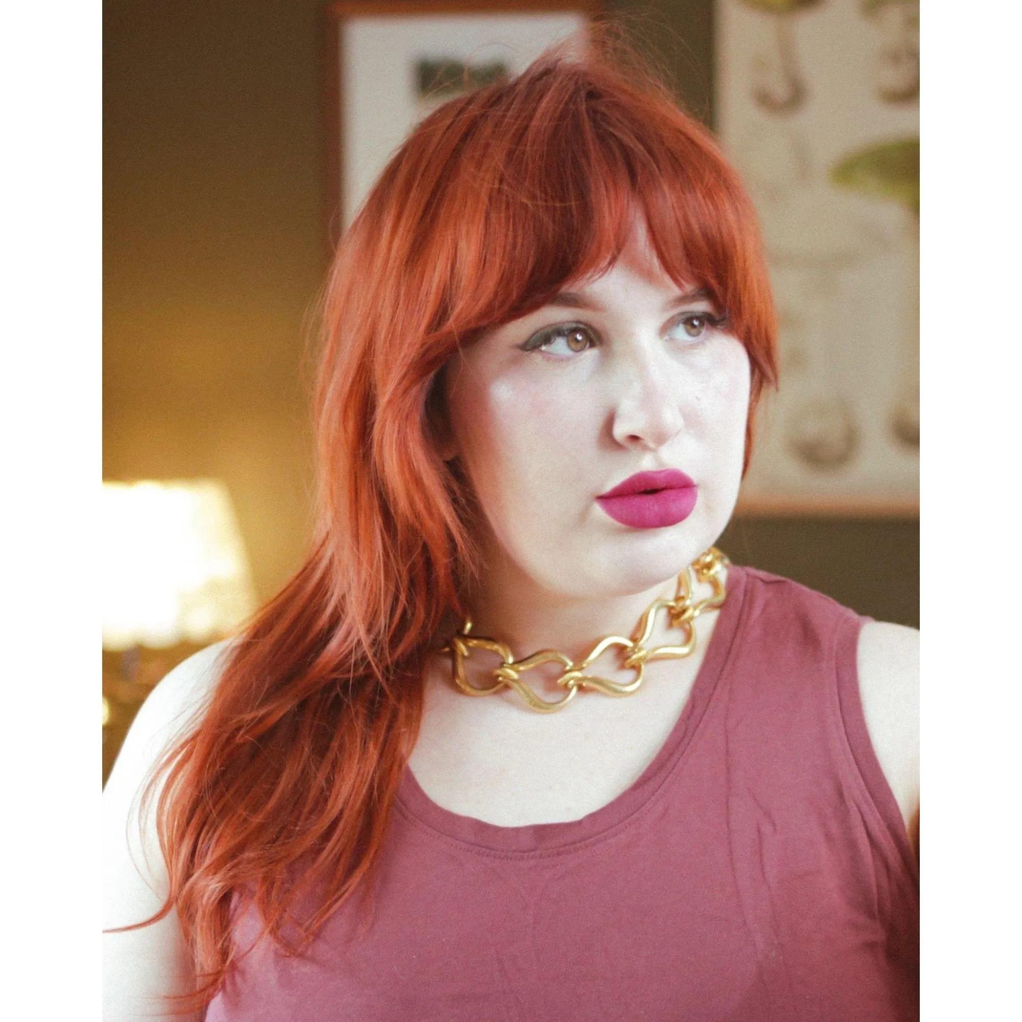 Vintage 1980s Chunky Gold Stirrup Link Necklace