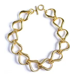 Vintage 1980s Chunky Gold Stirrup Link Necklace