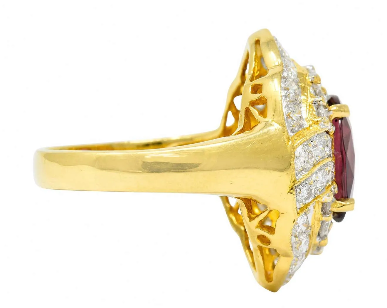 Vintage 4.88 Carat No Heat Spinel Diamond 18 Karat Gold Cluster Ring GIA