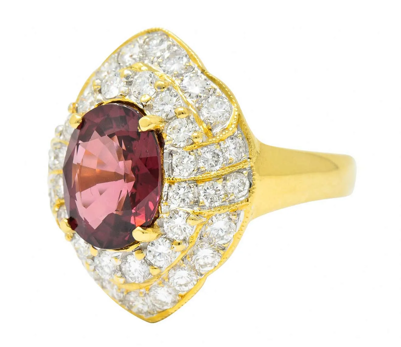 Vintage 4.88 Carat No Heat Spinel Diamond 18 Karat Gold Cluster Ring GIA