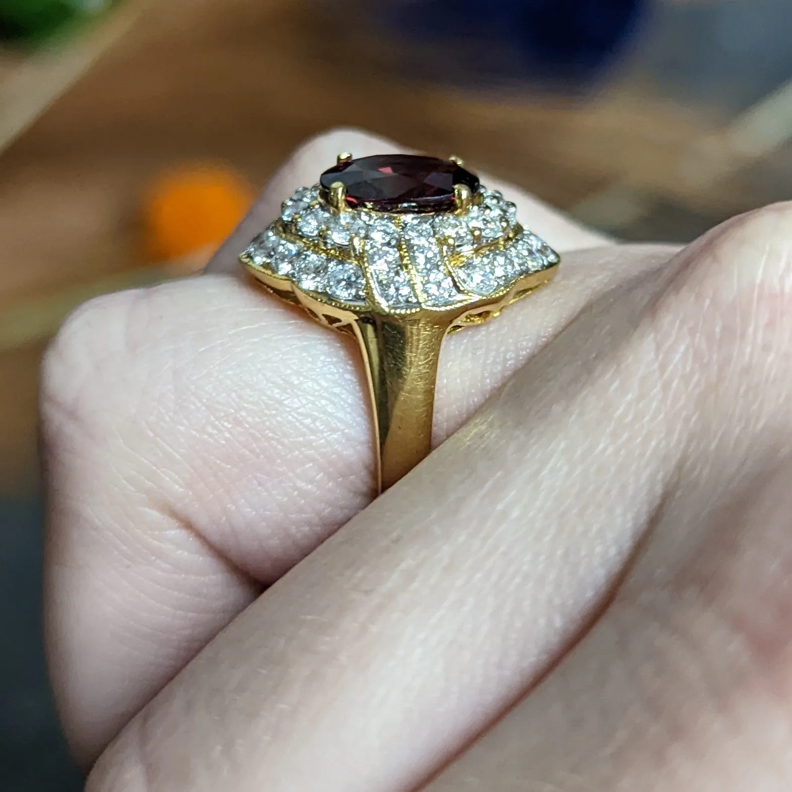Vintage 4.88 Carat No Heat Spinel Diamond 18 Karat Gold Cluster Ring GIA