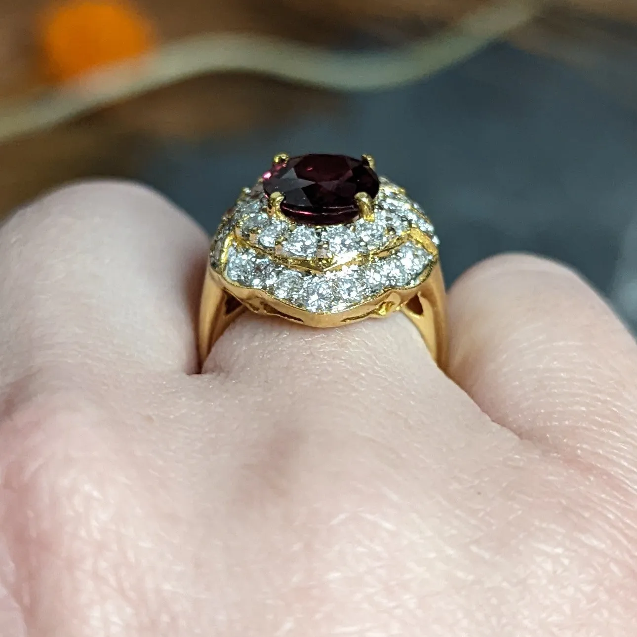 Vintage 4.88 Carat No Heat Spinel Diamond 18 Karat Gold Cluster Ring GIA