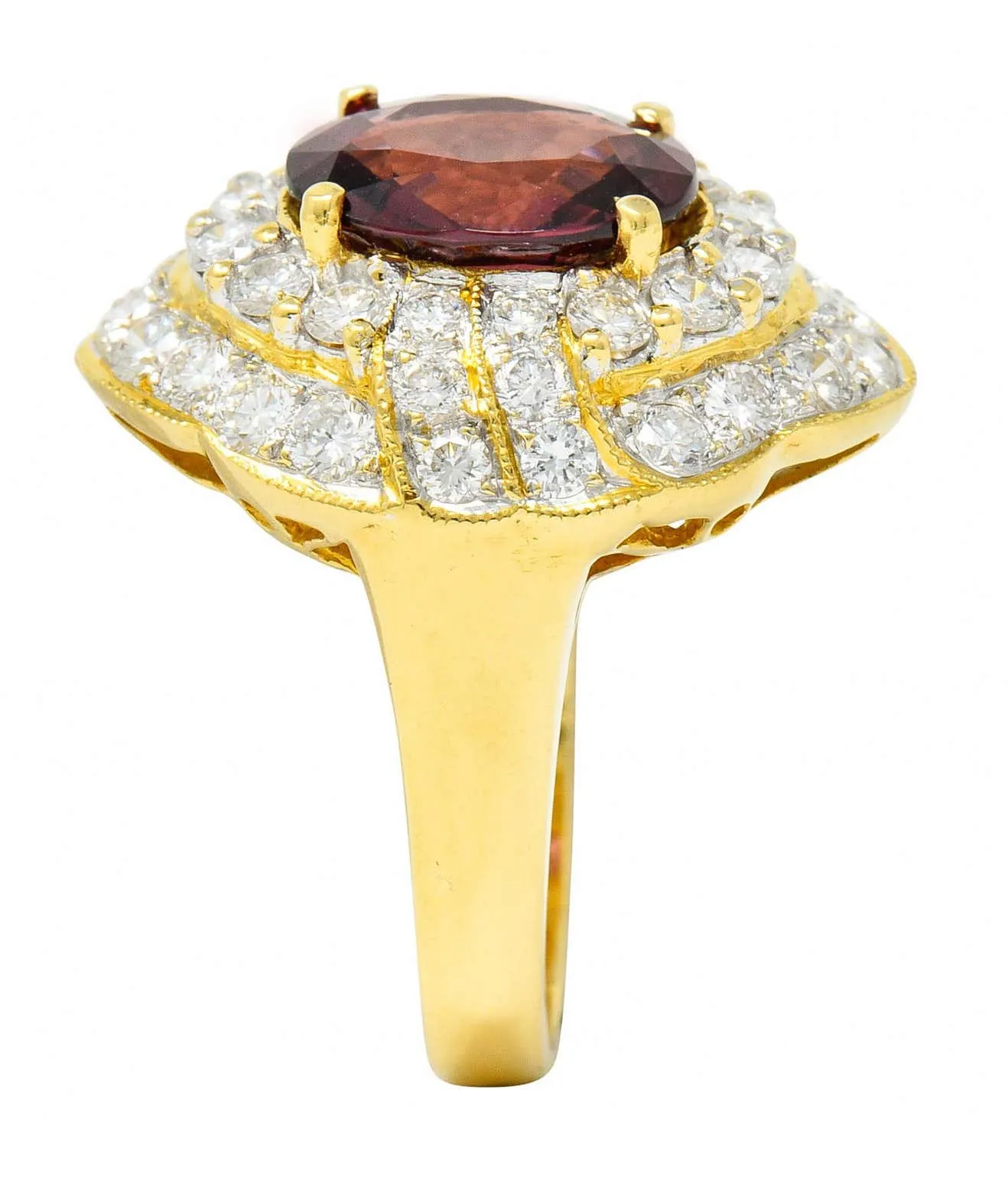 Vintage 4.88 Carat No Heat Spinel Diamond 18 Karat Gold Cluster Ring GIA