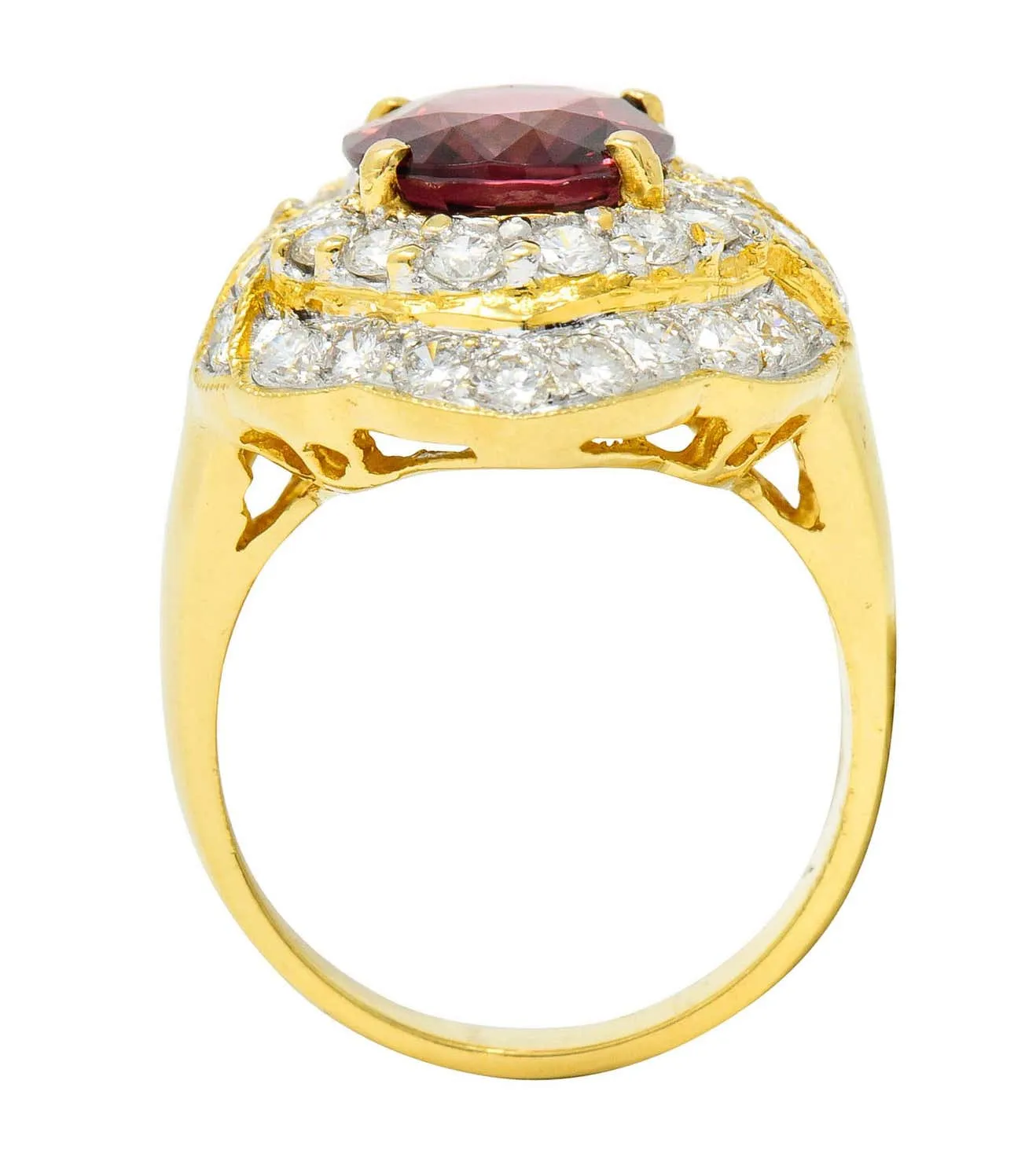 Vintage 4.88 Carat No Heat Spinel Diamond 18 Karat Gold Cluster Ring GIA