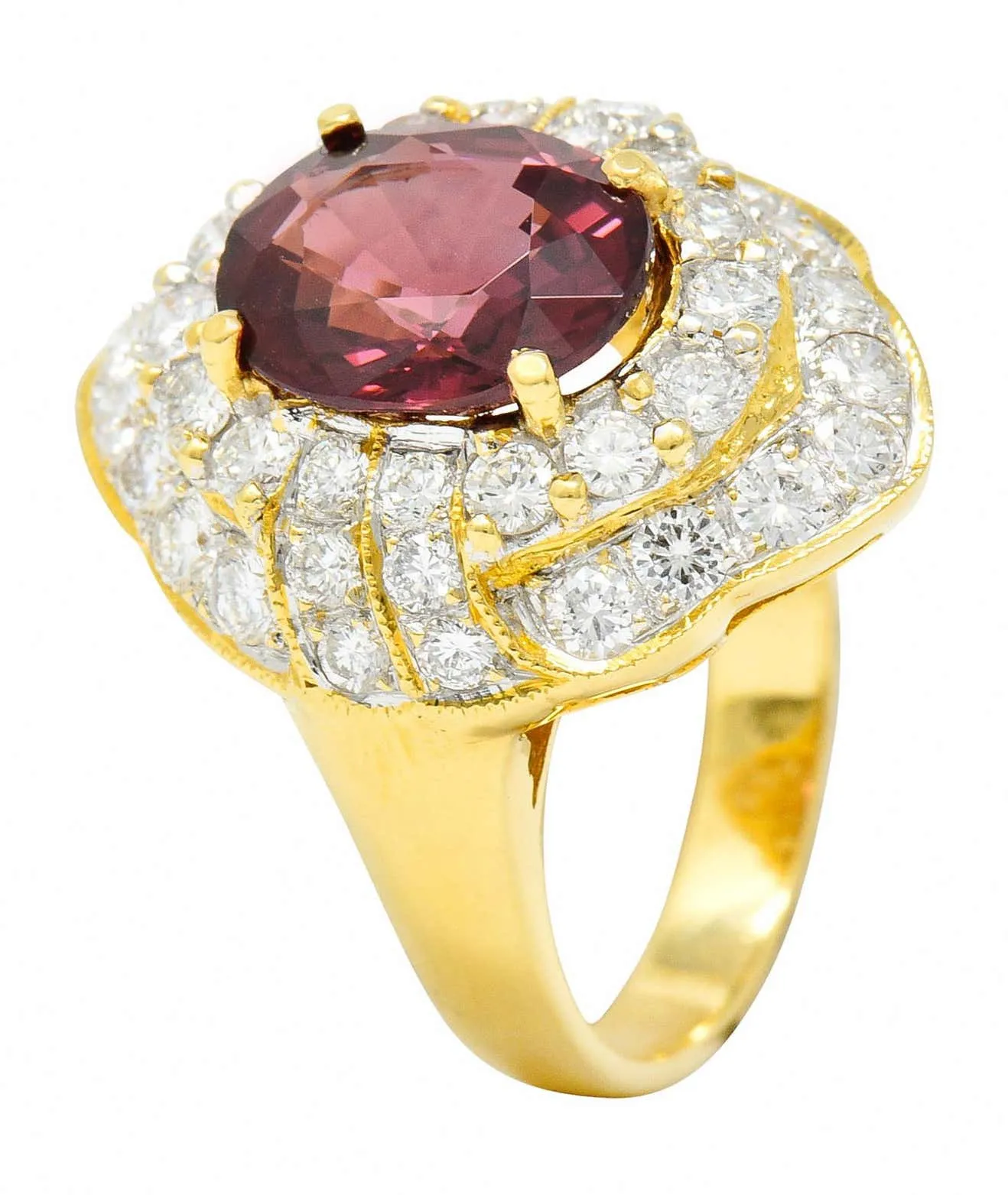 Vintage 4.88 Carat No Heat Spinel Diamond 18 Karat Gold Cluster Ring GIA