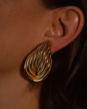 Vintage 80's Textured Tube Knot Clip Ons