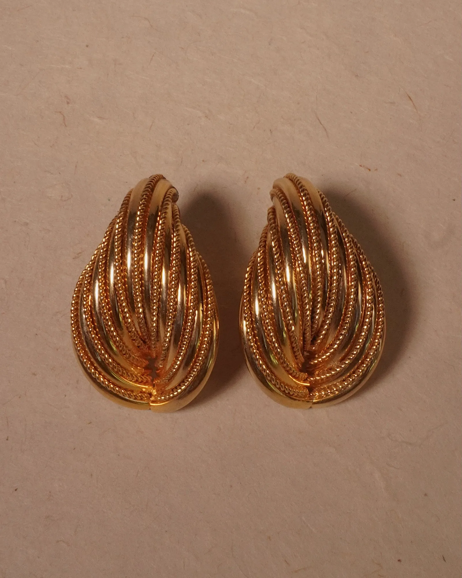 Vintage 80's Textured Tube Knot Clip Ons