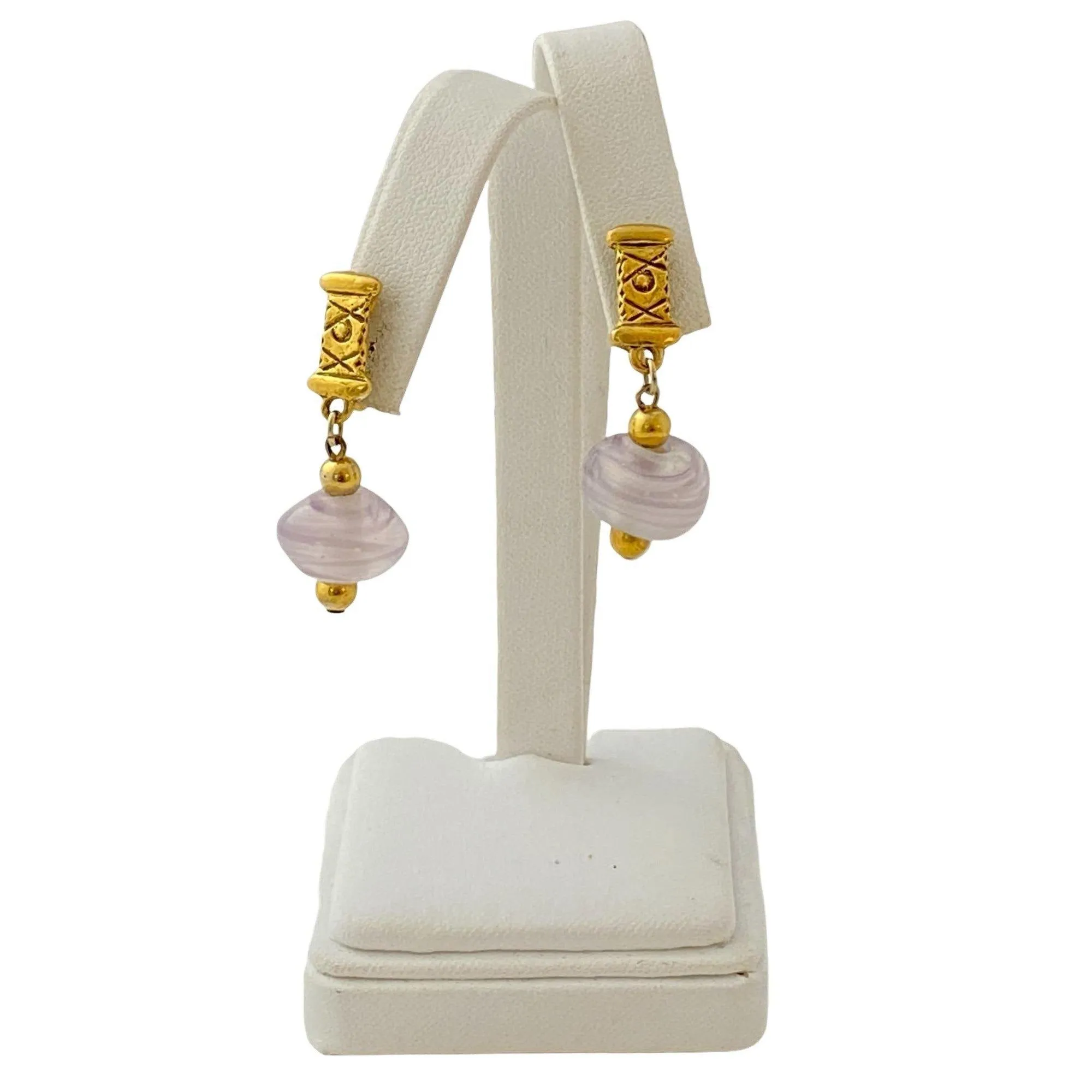 Vintage Amethyst Glass Statement Earrings
