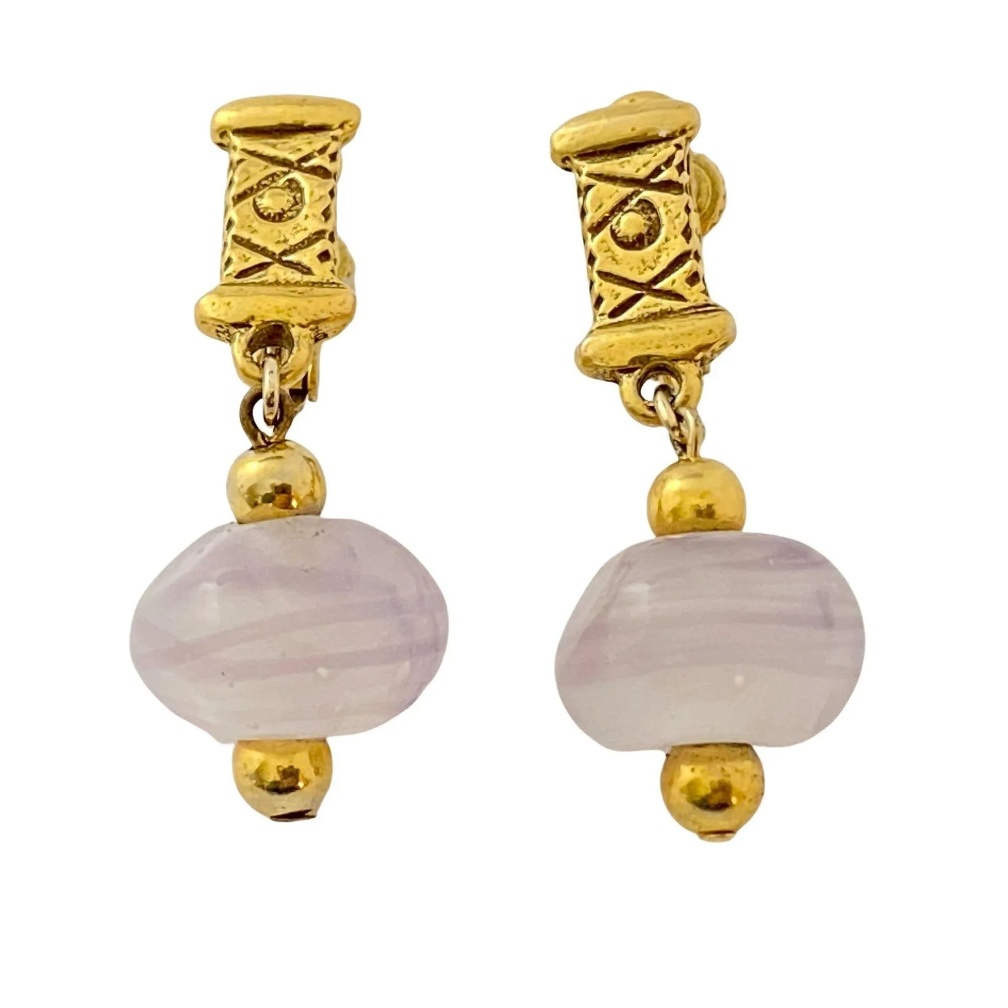 Vintage Amethyst Glass Statement Earrings