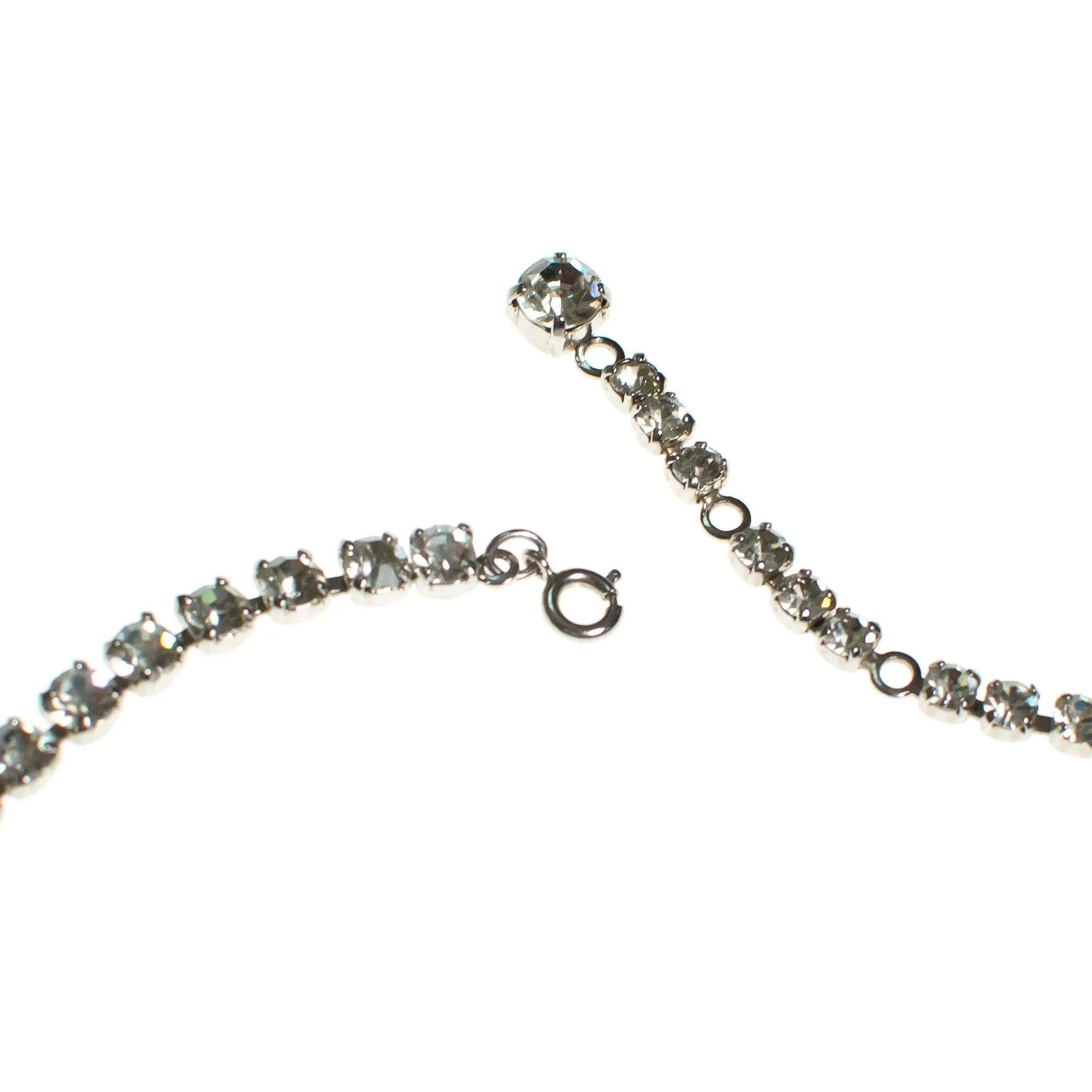 Vintage  Art Deco Style B & W Clear Crystal Rhinestone Statement Necklace