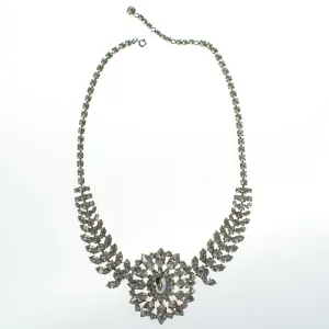 Vintage  Art Deco Style B & W Clear Crystal Rhinestone Statement Necklace
