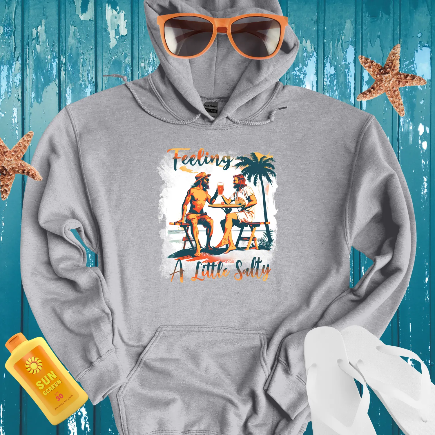 Vintage Beach Vibe Hoodie With Palm Tree Design