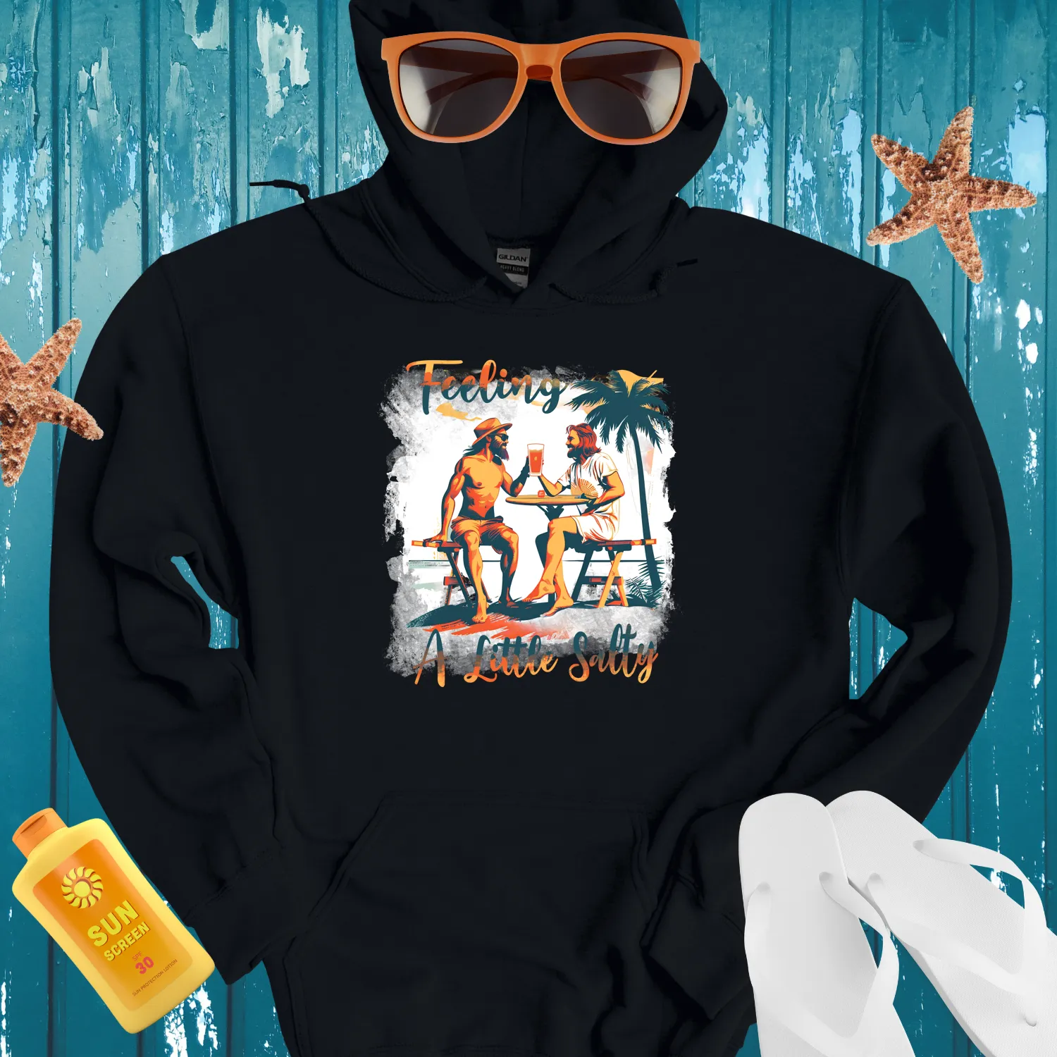 Vintage Beach Vibe Hoodie With Palm Tree Design