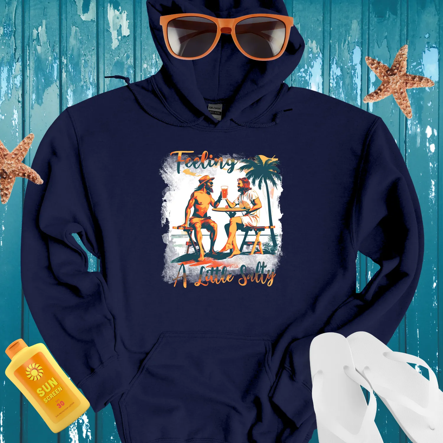 Vintage Beach Vibe Hoodie With Palm Tree Design