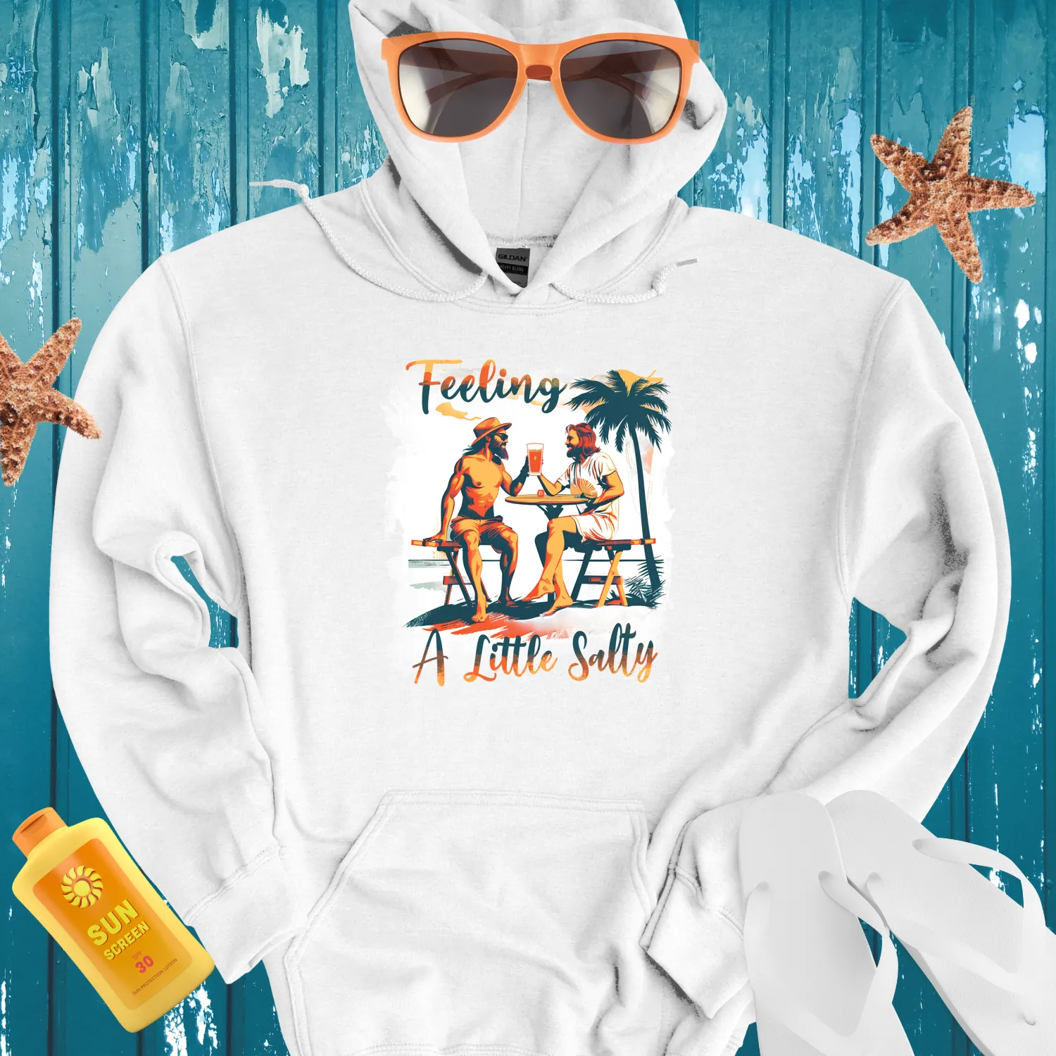 Vintage Beach Vibe Hoodie With Palm Tree Design