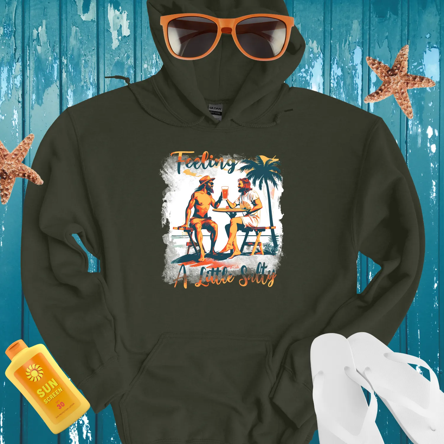 Vintage Beach Vibe Hoodie With Palm Tree Design
