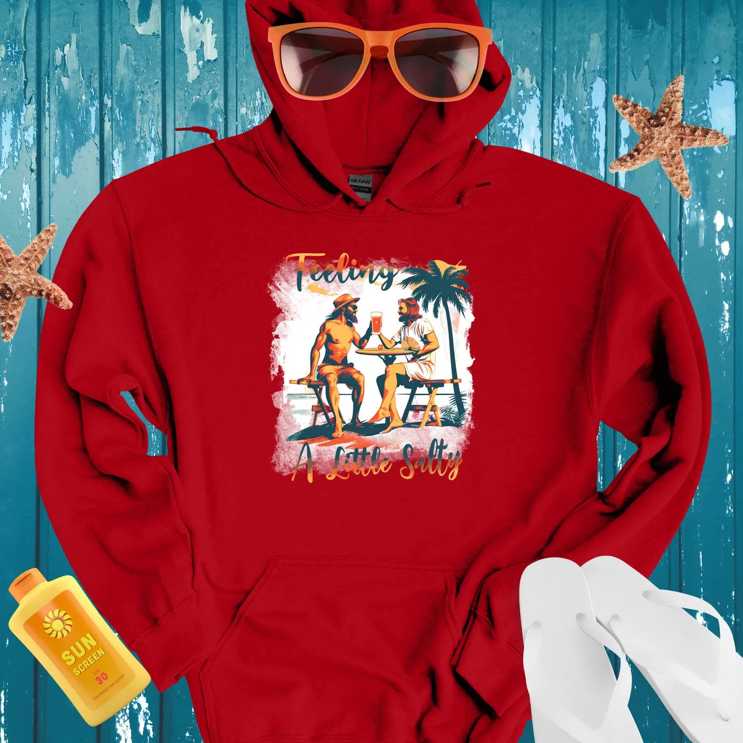 Vintage Beach Vibe Hoodie With Palm Tree Design