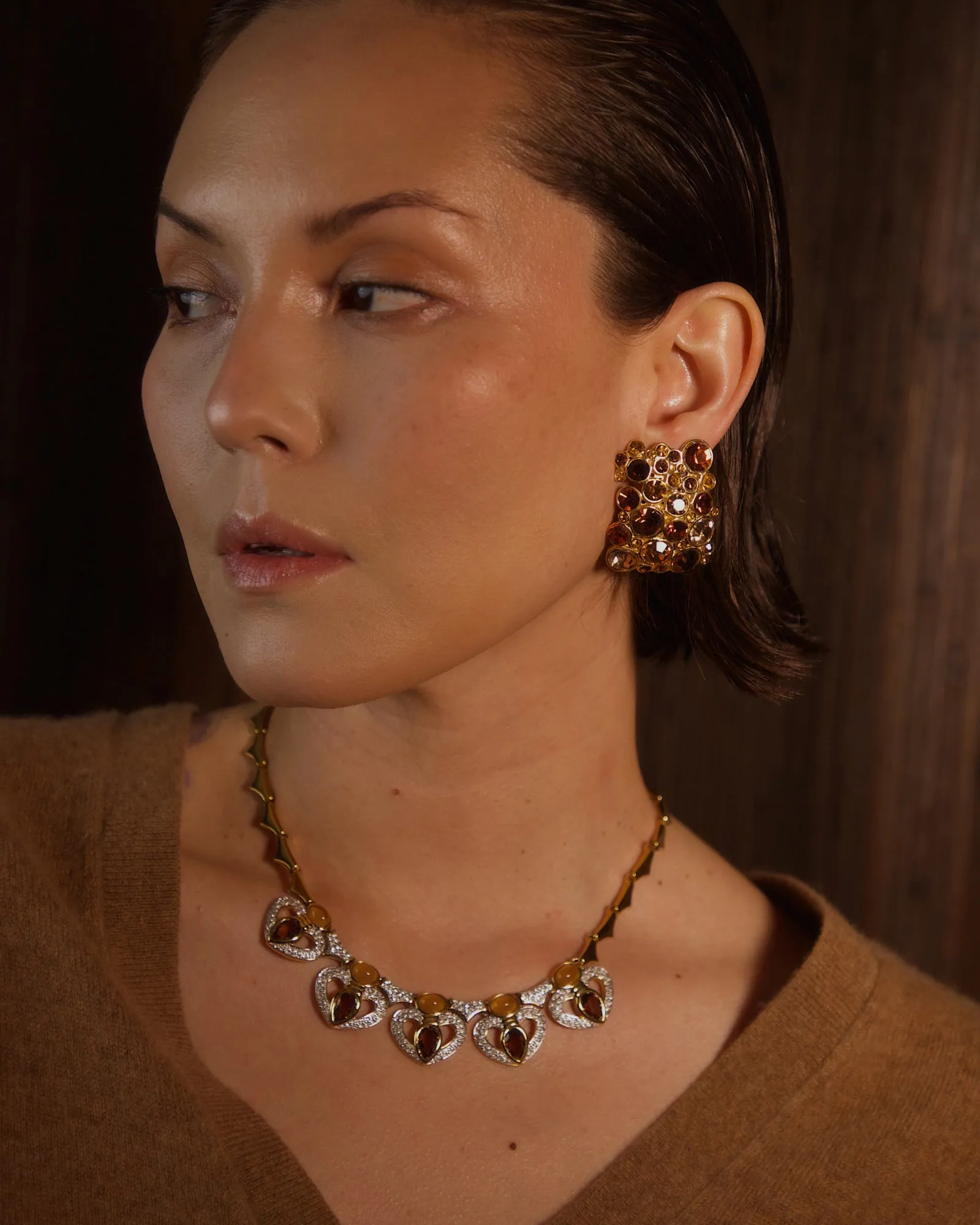 Vintage Blanca Topaz & Amber Clip Ons