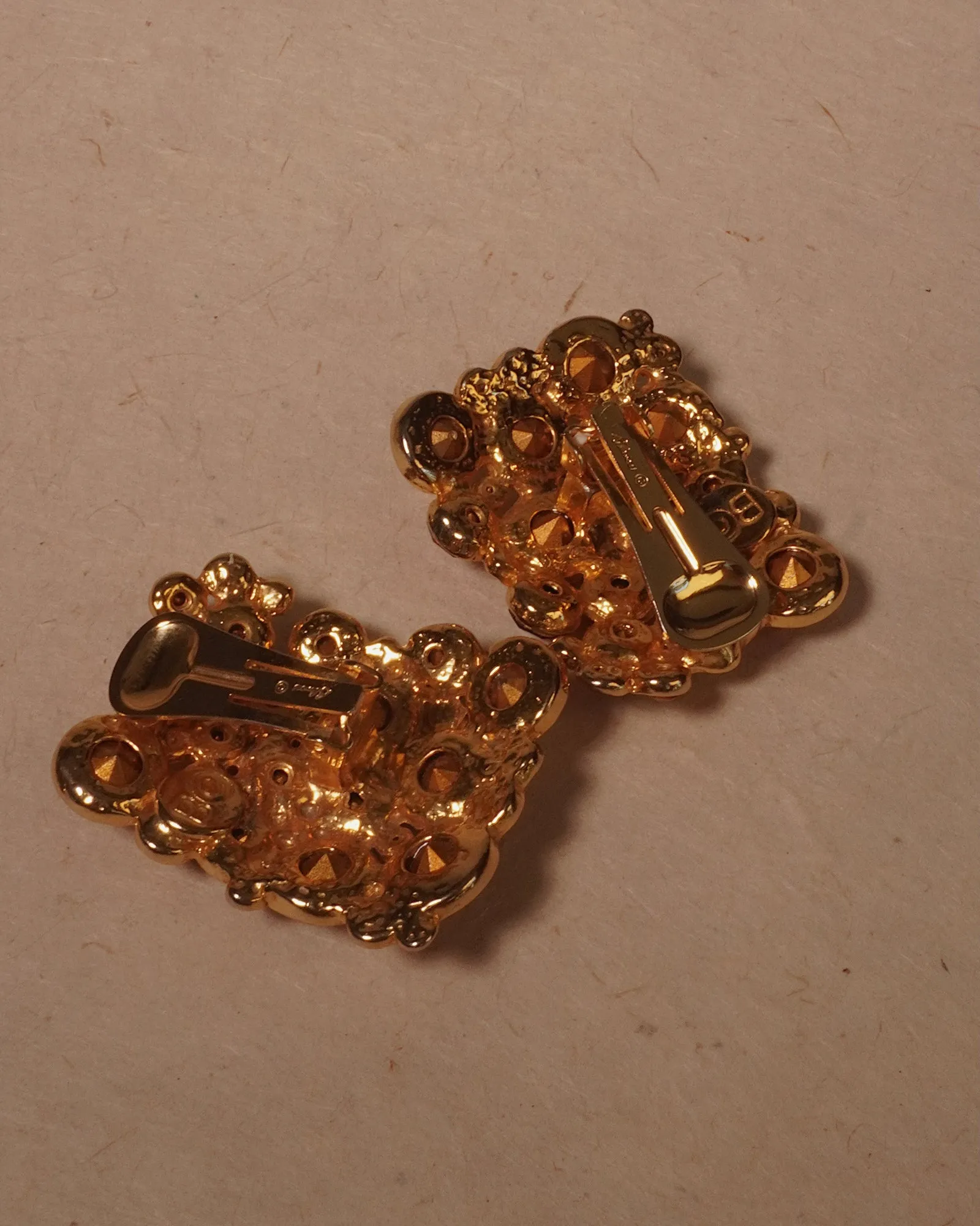 Vintage Blanca Topaz & Amber Clip Ons