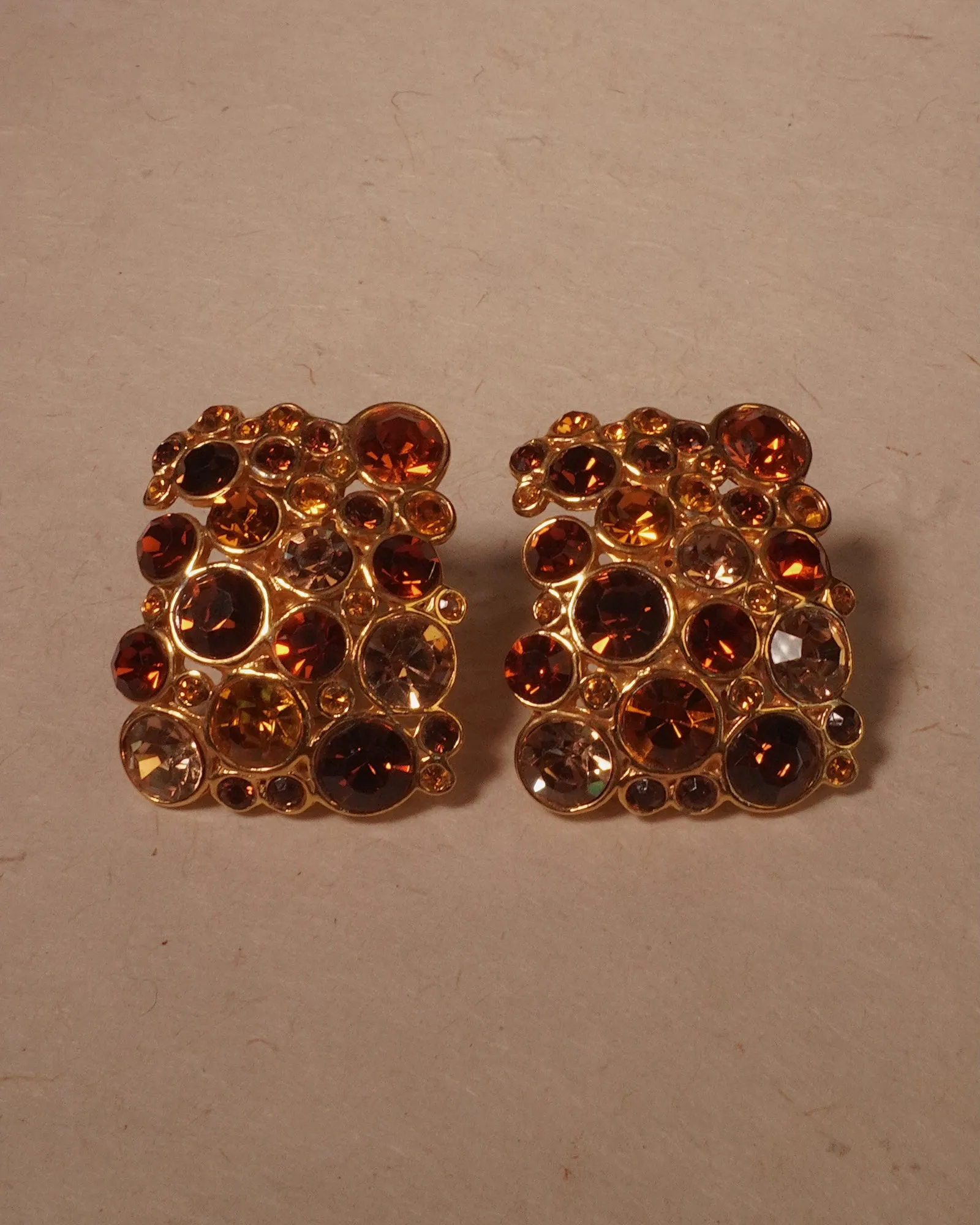 Vintage Blanca Topaz & Amber Clip Ons