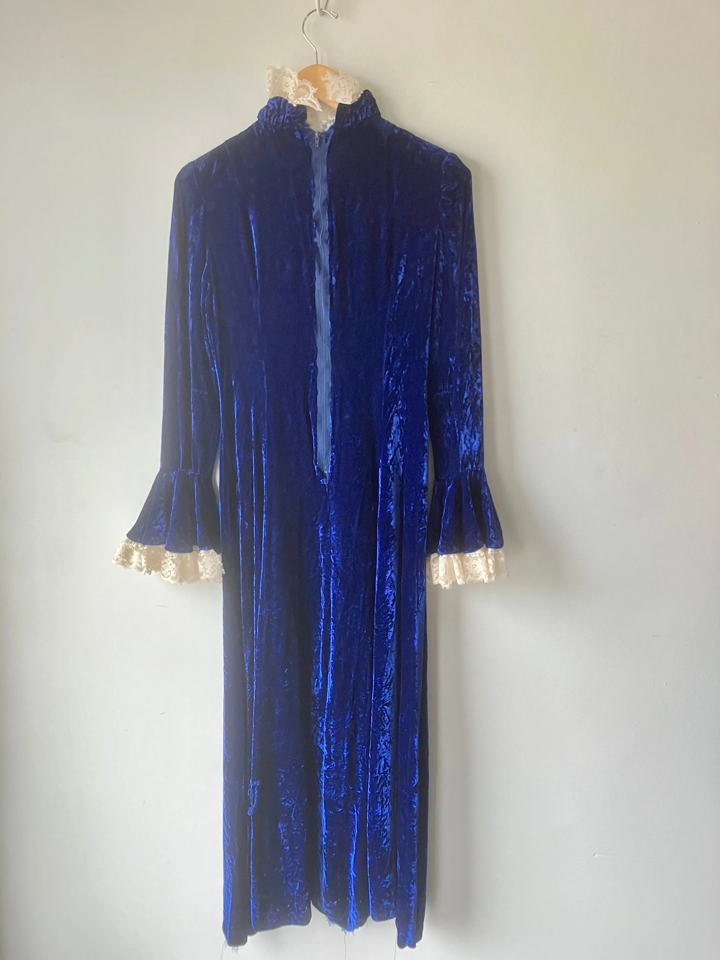 Vintage Blue Velvet Victorian Dress