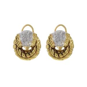 Vintage Braided 14KT Yellow Gold Diamond Earrings
