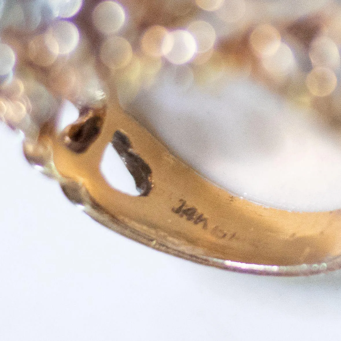 Vintage Brutalist Modern Gold Chunky Statement Ring with Rhinestones