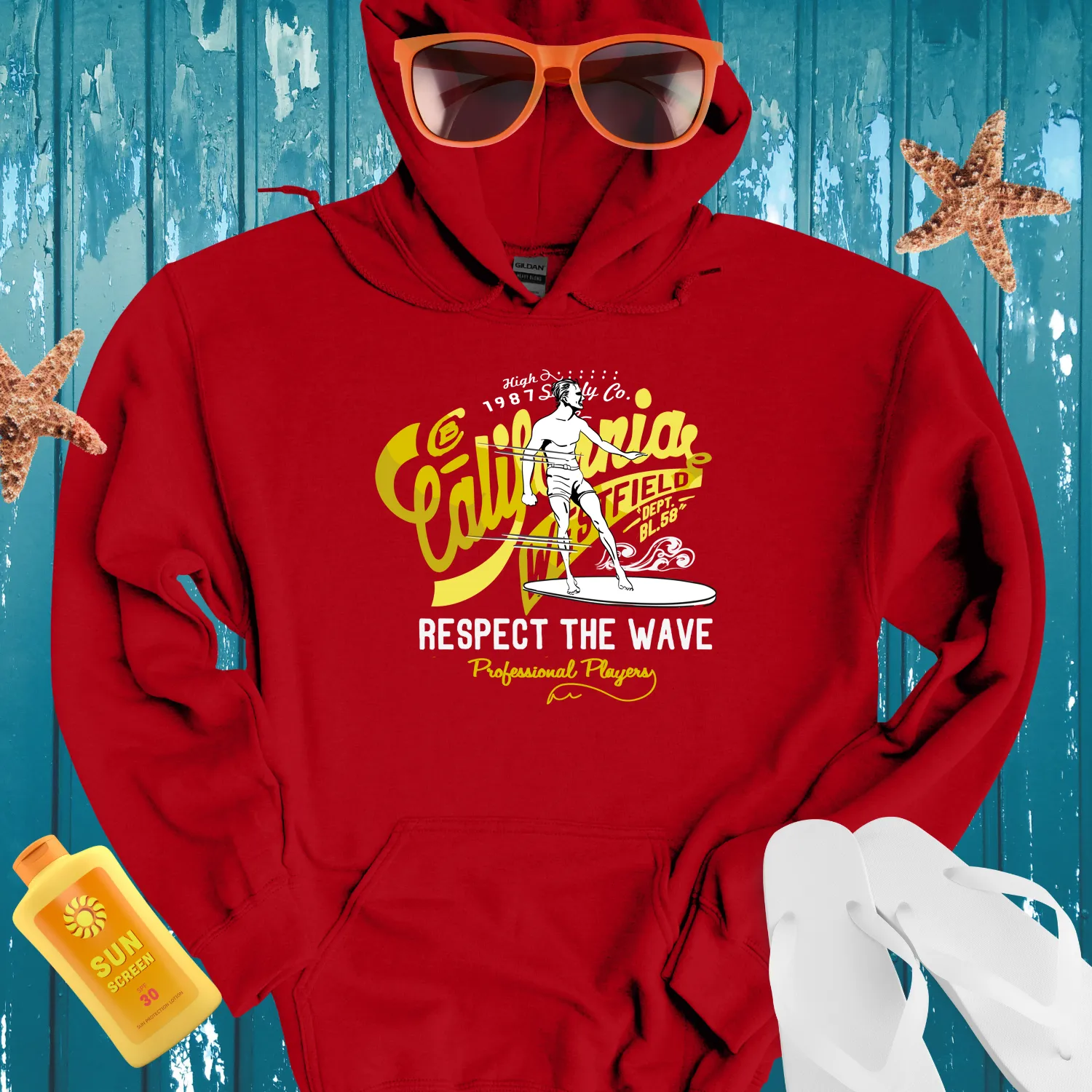 Vintage California Surf Hoodie With Bold Graphic Design
