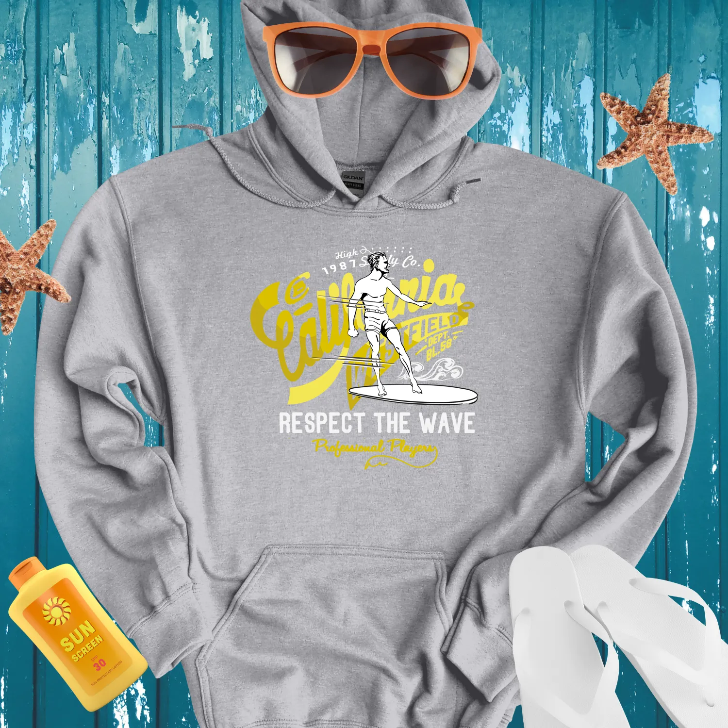 Vintage California Surf Hoodie With Bold Graphic Design