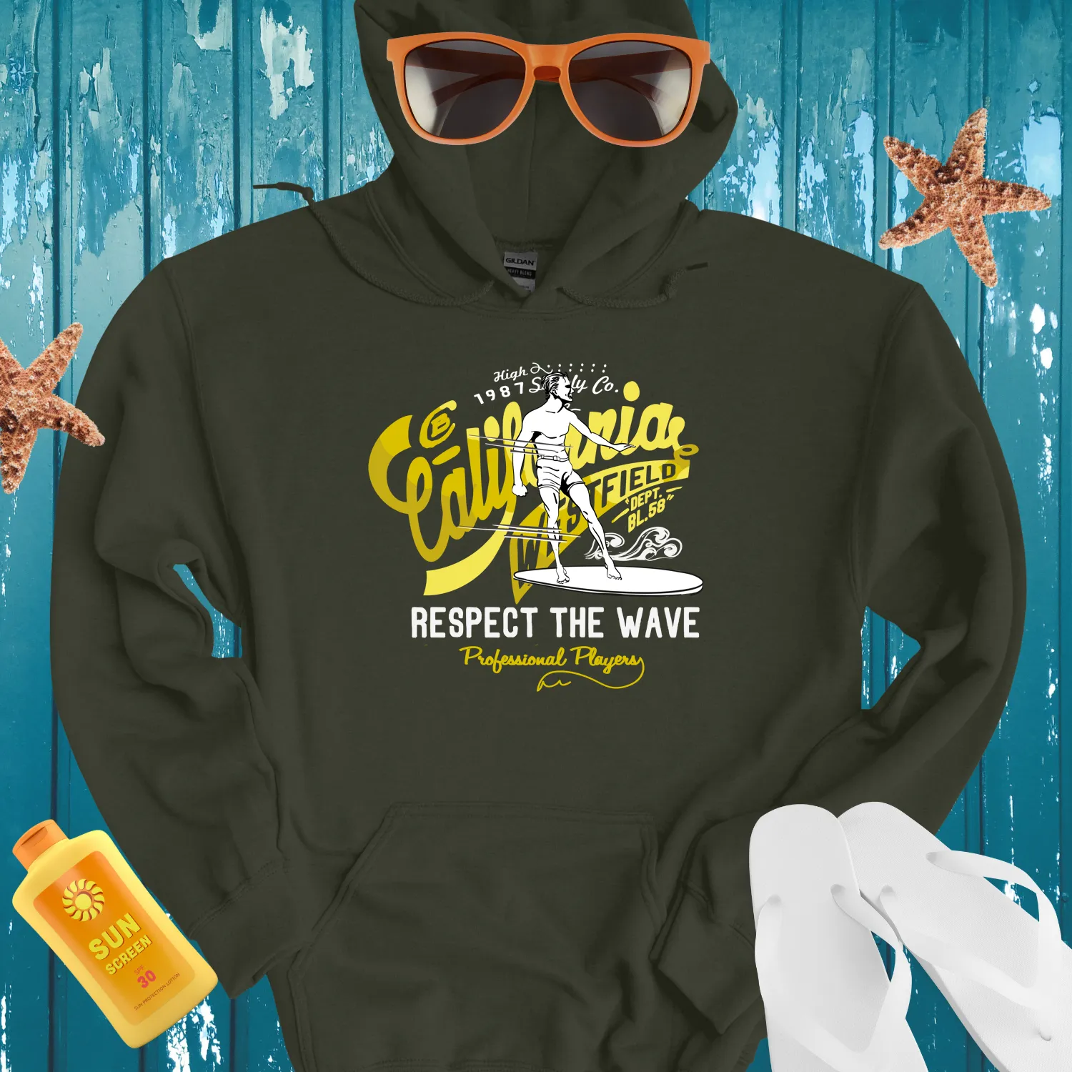 Vintage California Surf Hoodie With Bold Graphic Design