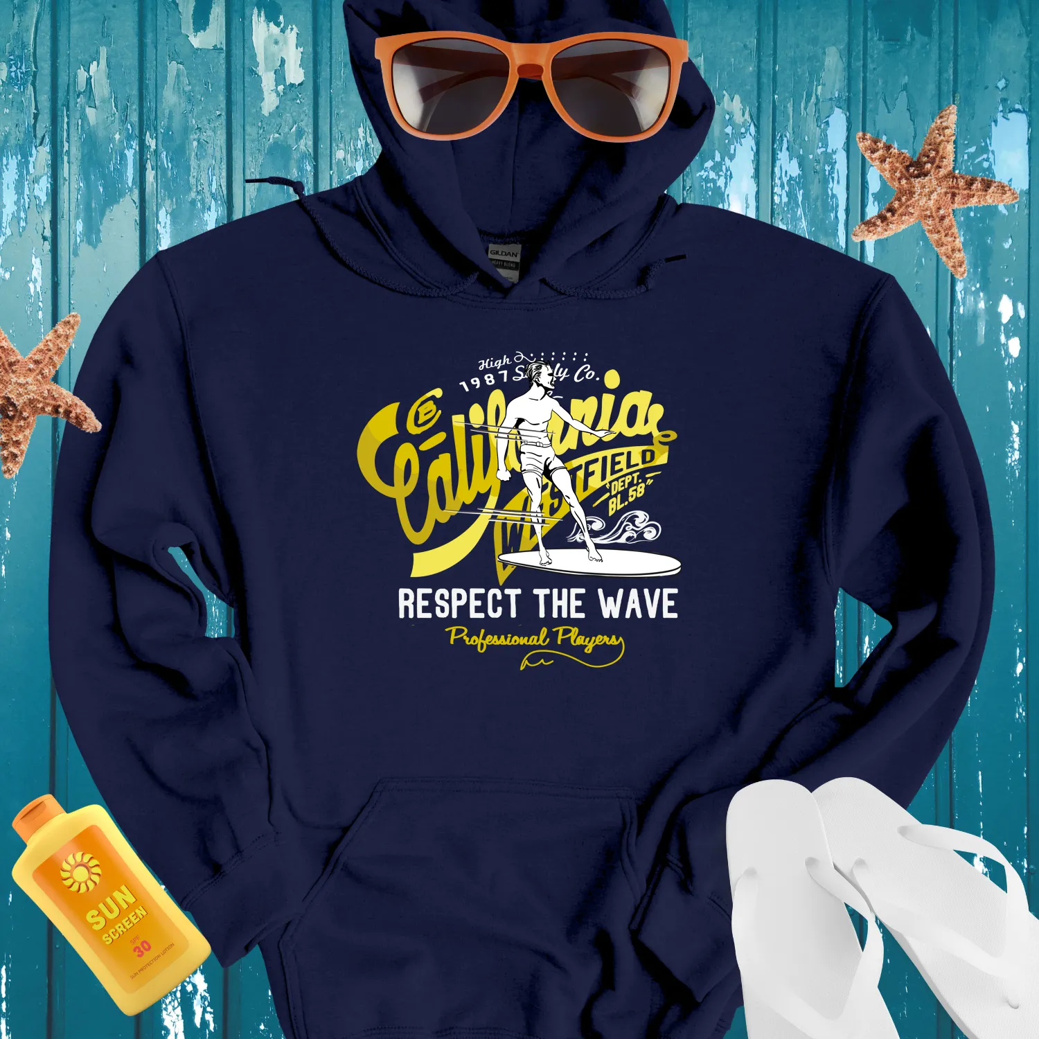 Vintage California Surf Hoodie With Bold Graphic Design