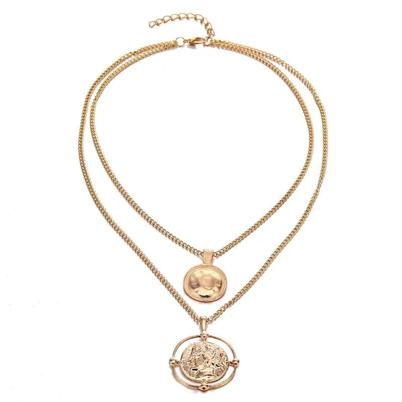 Vintage Carved Coin Necklace