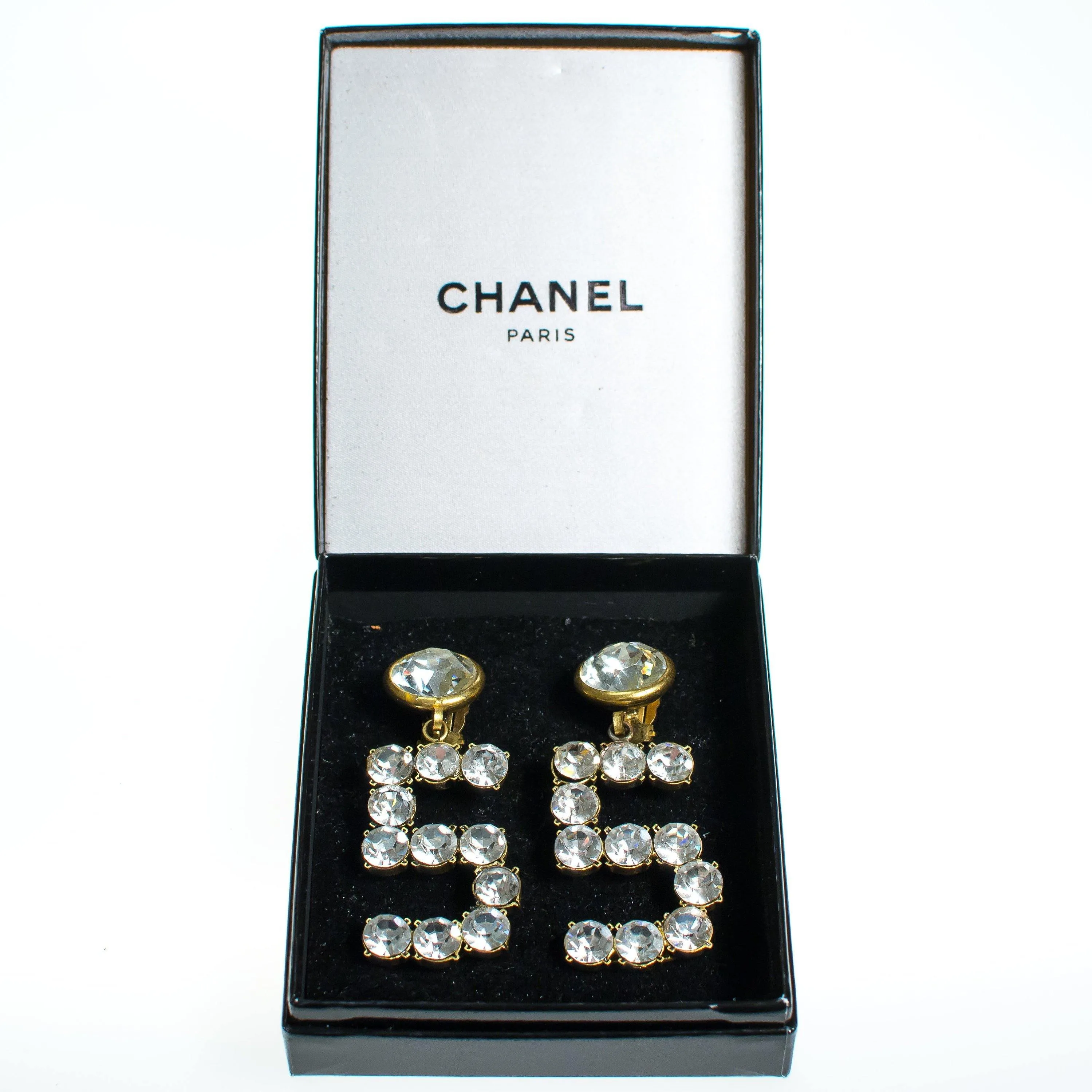 Vintage Chanel No 5 Rhinestone Statement Earrings