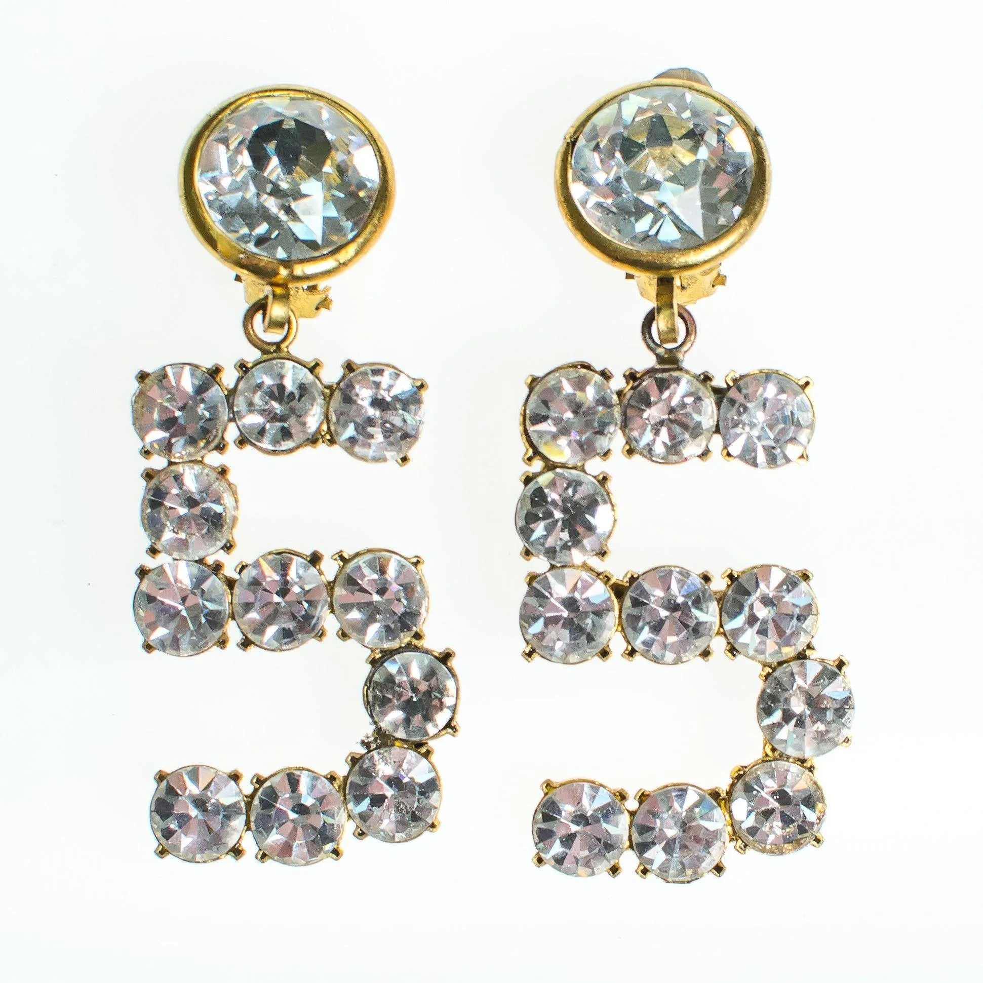 Vintage Chanel No 5 Rhinestone Statement Earrings