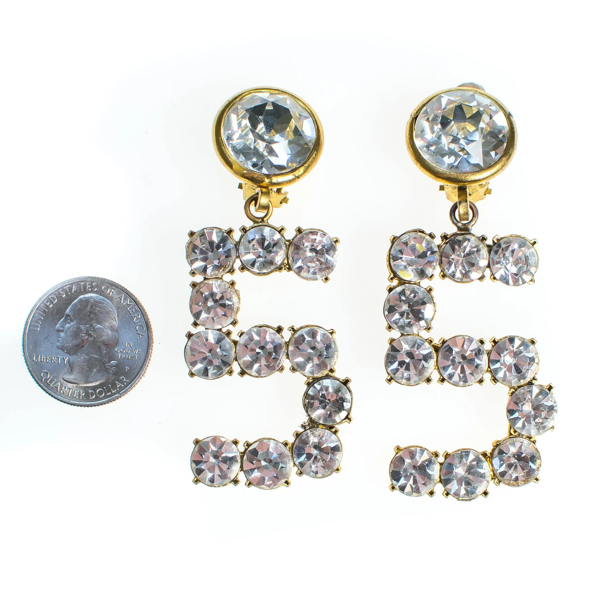 Vintage Chanel No 5 Rhinestone Statement Earrings