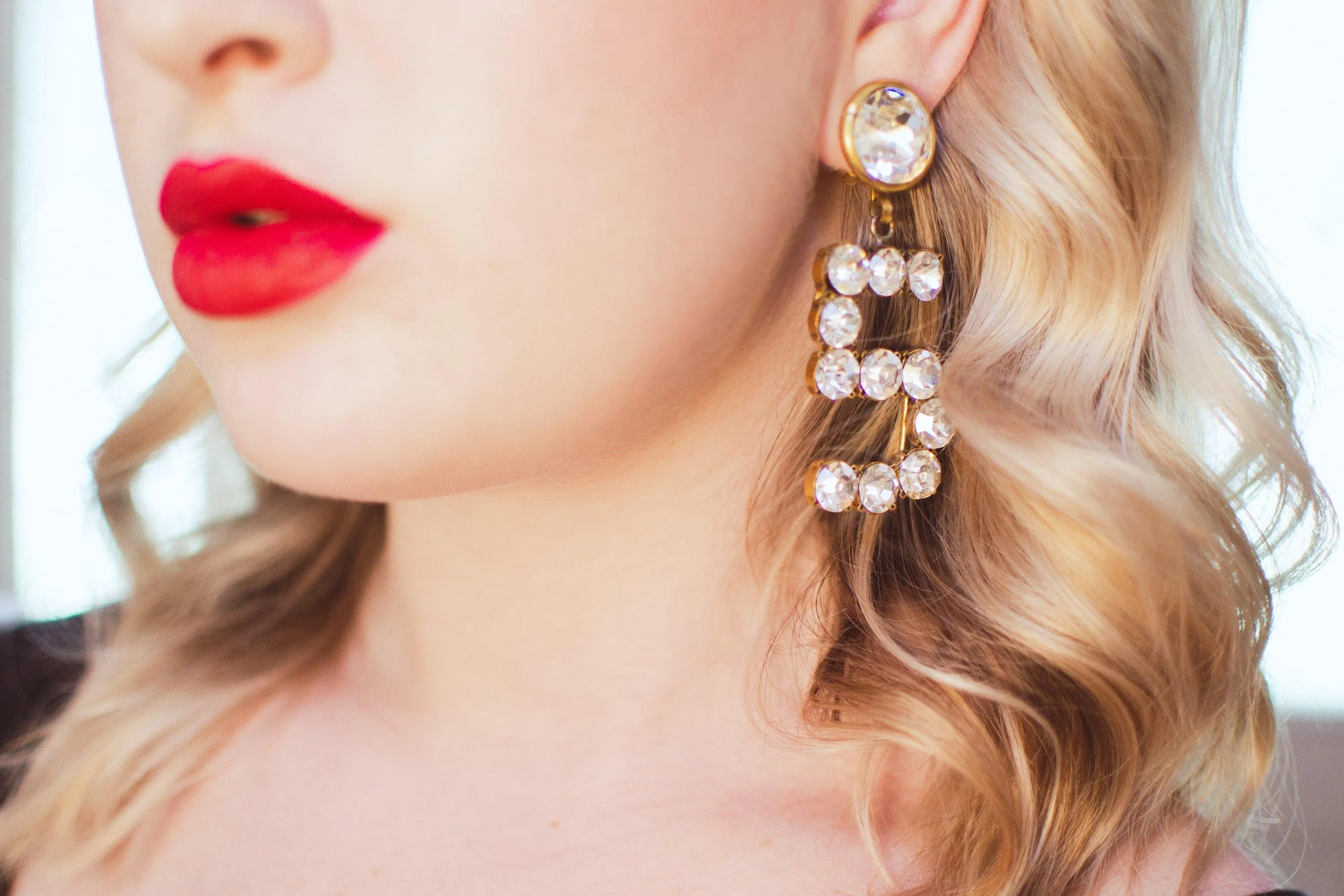 Vintage Chanel No 5 Rhinestone Statement Earrings