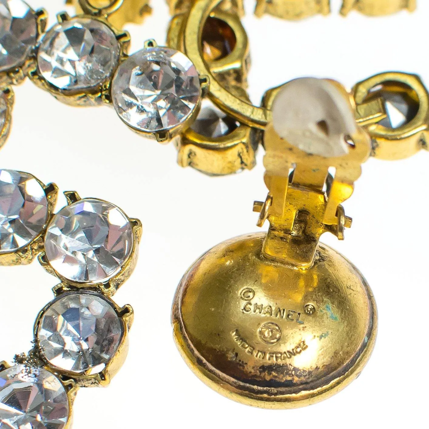 Vintage Chanel No 5 Rhinestone Statement Earrings