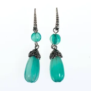 Vintage Chrysoprase and Sterling Silver Earrings