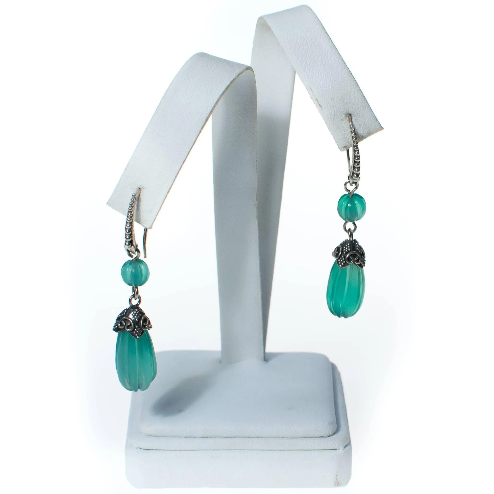 Vintage Chrysoprase and Sterling Silver Earrings