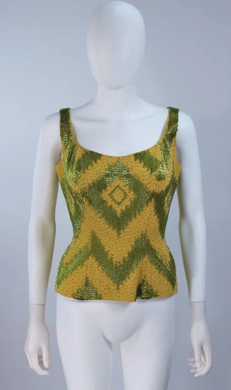 VINTAGE Circa 1950s Green 2 pc Beaded Gown Size 4