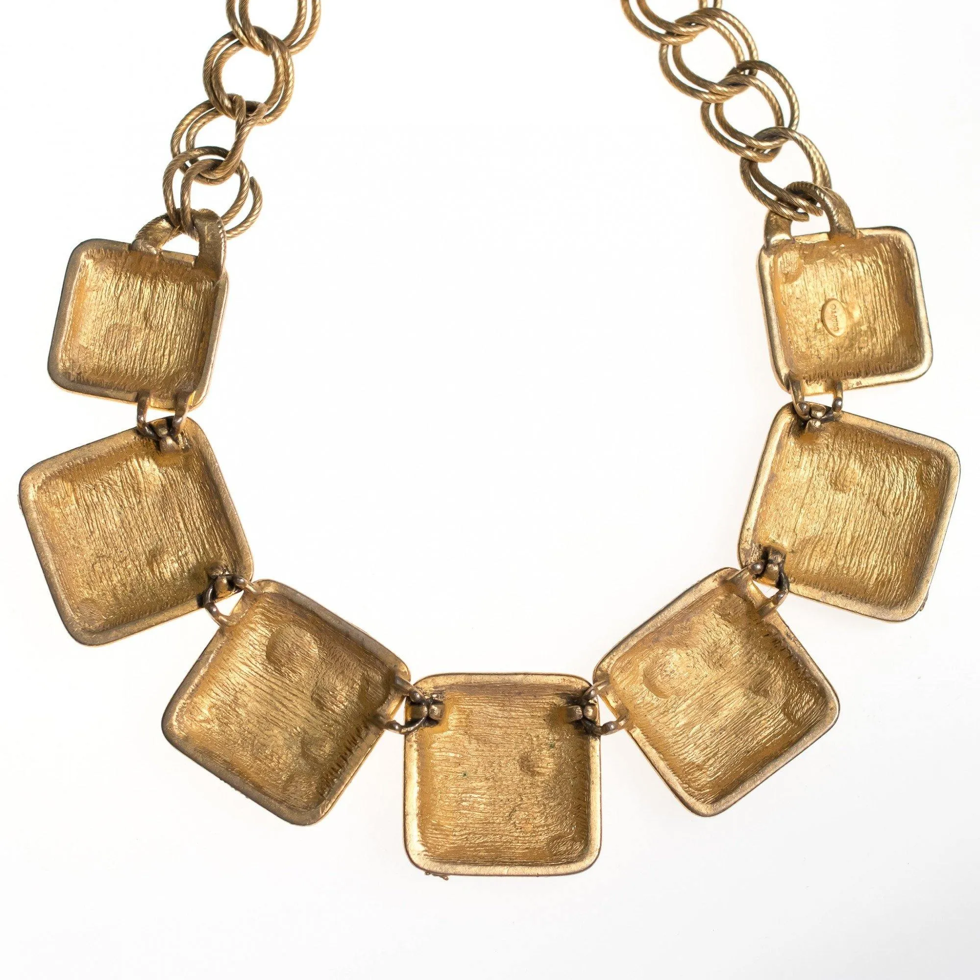 Vintage Craft Rhinestone Leopard Print Statement Necklace